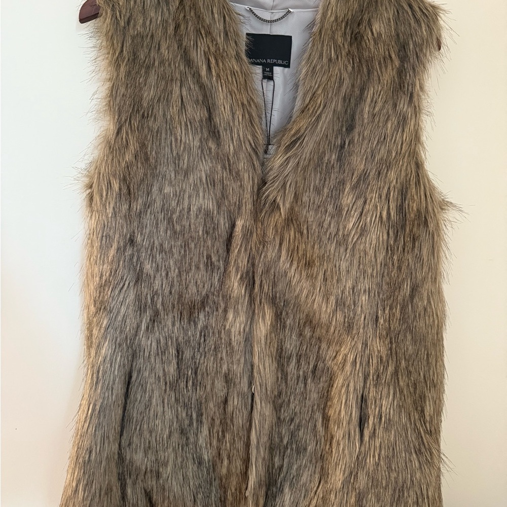 Faux Fur Vest in Brown by Banana Republic